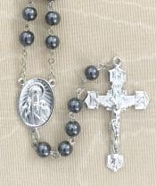 Hematite Rosary Beads with Silver Plated Crucifix