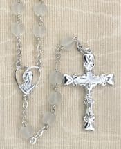 Heart Shaped Frosted Crystal Rosary Beads