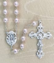 Round Pink Pearl Rosary Beads