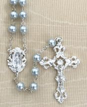 Round Light Blue Rosary Beads
