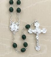 Emerald Rosary Beads with Silver Plated Crucifix