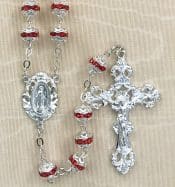 Silver Plated Ruby Rosary Beads