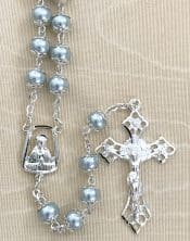 Blue Pearl Double Capped Rosary Beads