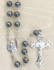 Grey Pearl Double Capped Rosary Beads