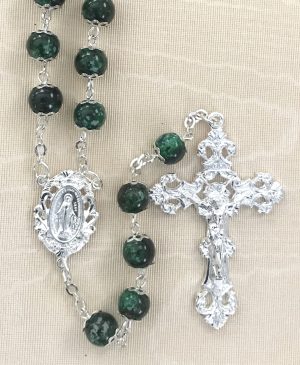 Emerald Double Capped Rosary Beads