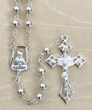 Silver Bead Rosary Beads