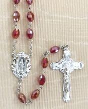 Tin Cut Ruby Rosary Beads