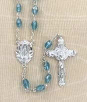 Tin Cut Aqua Rosary Beads