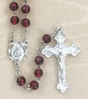 Hand Painted Floral Ruby Rosary Beads