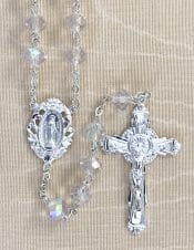 Tin Cut Aurora Borealis Crystal Rosary Beads