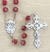 Hand Painted Ruby Rosary Beads