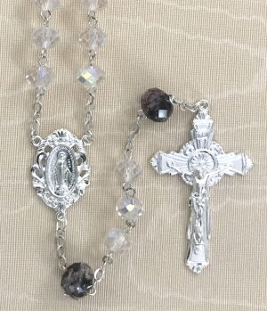Tin Cut Aurora Borealis Two Color Crystal Rosary Beads