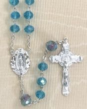 Tin Cut Aurora Borealis Two Tone Aqua Rosary Beads