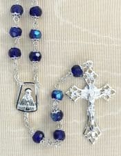 Blue Glass Double Capped Rosary Beads