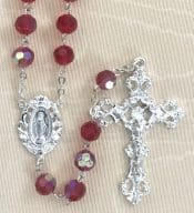 Tin Cut Ruby Crystal Rosary Beads