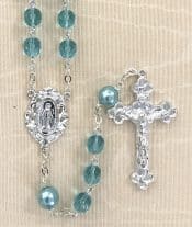 Aqua with Pearl Our Father Rosary Beads