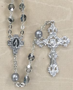Aurora Borealis with Pearl Our Father Rosary Beads