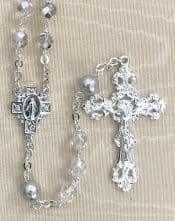 Aurora Borealis Sapphire Pearl Our Father Rosary Beads