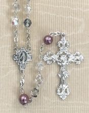 Aurora Borealis Dark Amethyst Pearl Our Father Rosary Beads
