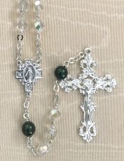 Aurora Borealis Emerald Pearl Our Father Rosary Beads