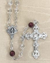 Aurora Borealis Garnet Pearl Our Father Rosary Beads