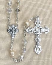 Aurora Borealis Topaz Pearl Our Father Rosary Beads