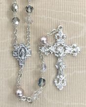 aurora Borealis Light Amethyst Pearl Our Father Rosary Beads