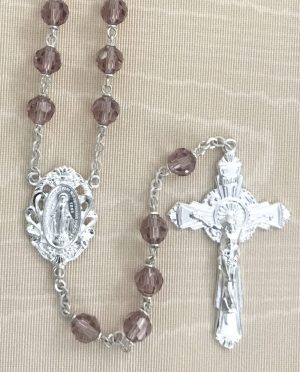 Tin Cut Amethyst Loc Link Rosary Beads