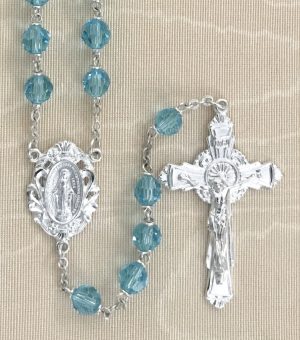 Tin Cut Aqua Loc Link Rosary Beads