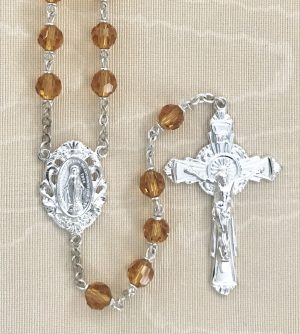 Tin Cut Topaz Loc Link Rosary Beads