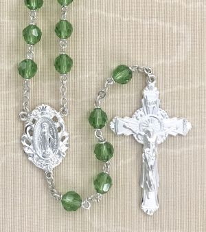 Tin Cut Peridot Loc Link Rosary Beads