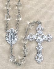 Multi Facetted Rock Crystal Rosary Beads