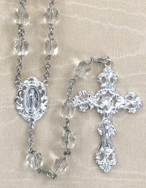 Multi Facetted Rock Crystal Rosary Beads