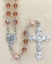 Aurora Borealis Coral Pearl Our Father Rosary Beads