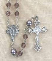 Amethyst Tin Cut Pearl Our Father Rosary Beads