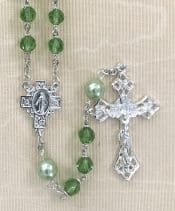 Peridot Tin Cut Pearl Our Father Rosary Beads