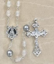 Pearl with Silver Our Father Rosary Beads