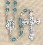 Round Aqua Aurora Borealis Rosary Beads