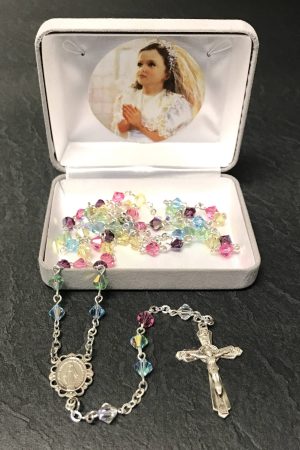 Multicolor Swarovski Crystal All Sterling Silver Rosary Beads