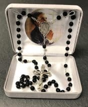Sterling Silver Black Beads First Communion Rosary Beads