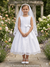 First Communion Dress with Tulle and Sequins