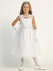 Corded Embroidered First Communion Dress with Sequins