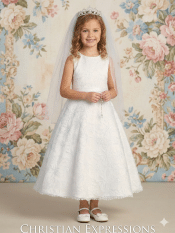 A Line First Communion Dress with Embroidered tulle with sequins