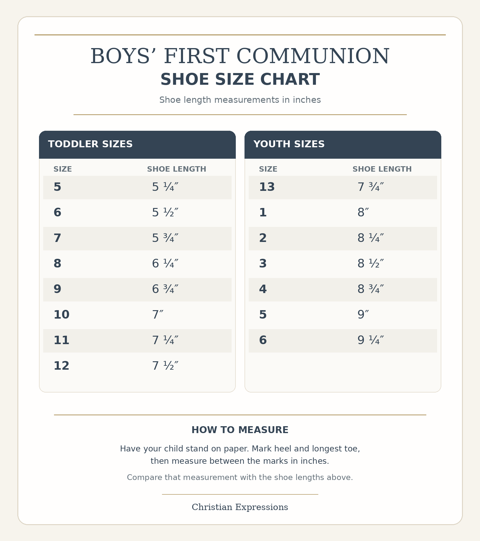 Boys Communion Shoes Size Chart