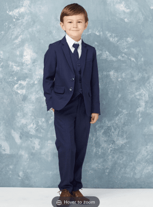 Boy's Slim Fit 5 Piece Ink Blue First Communion Suit