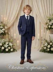Boy's Slim Fit 5 Piece Blue First Communion Suit