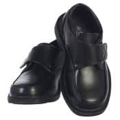 Boys Black Matte First Communion Shoes with Velco Closure