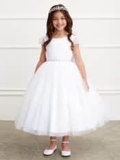 First Communion Dress Satin bodice with mesh sleeves