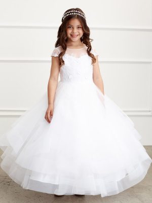 First Communion Gown With Layered asymmetrical skirt