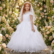 Lace Glitter First Communion Dress with Horse Hair Skirt